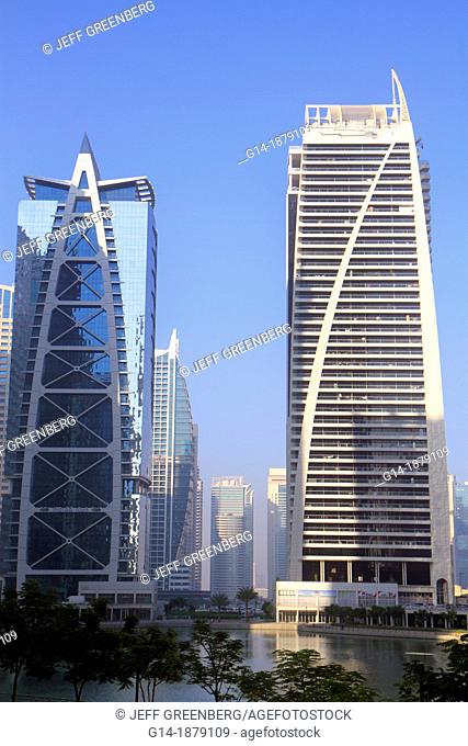 United Arab Emirates, U A E , UAE, Middle East, Dubai, Jumeirah Lake Towers, Indigo Icon, Dubai Arch Tower, tall building, skyscraper, residential, condominium