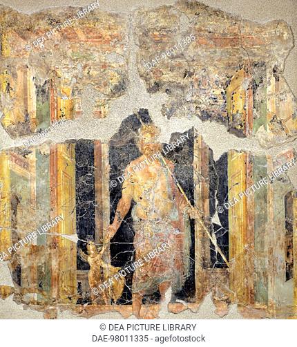 Painting of the Fourth Pompeian Style depicting Jupiter, 132x123 cm. Roman Civilization, 1st Century.  Murecine (Pompei), Magazzino Archeologico