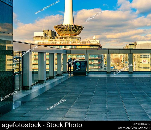 KYOTO, JAPAN, JANUARY - 2019 - Exterior view of famous kyoto tower building, japan
