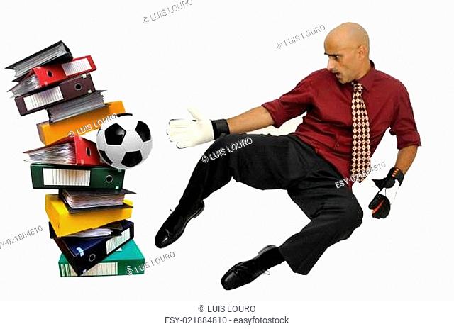 Businessman goalkeeper