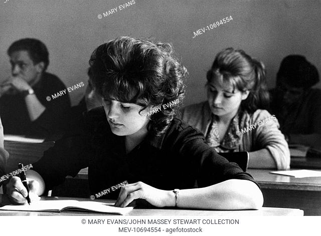 Students taking notes at a lecture, Vilnius University, Vilnius (Vilna), Lithuania (then part of Soviet Russia)