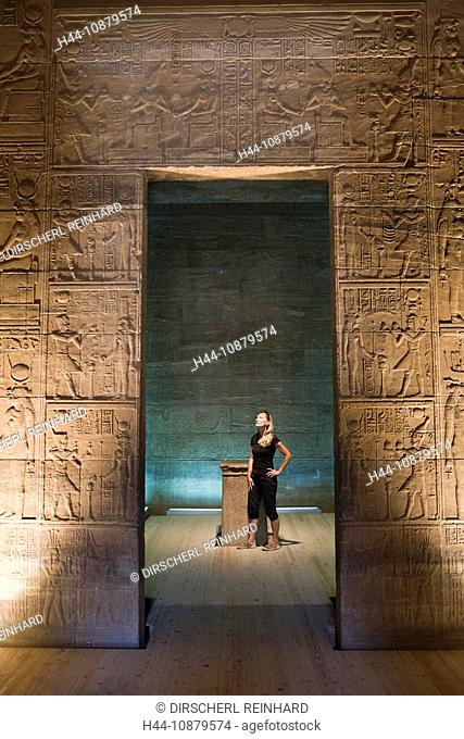 Tourists in Temple of Isis on Philae Island, Aswan, Egypt