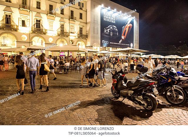 Italy, Piedmont, Turin, Vittorio Veneto square by night