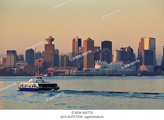 The Seabus departs Lonsdale Quay linking the downtown of Vancouver with North Vancouver, British Columbia Canada