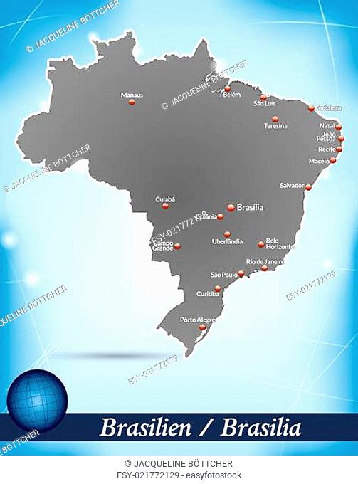 Karte von Brasilien Abstrakter Hintergrund in Blau
