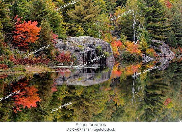 Autumn reflections in the Murdock River, Sudbury District, Ontario, Canada