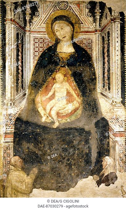 Madonna and Child, fresco by Simone Corbetta, Church of Saint Charles Borromeo , Milan. Italy, 14th century