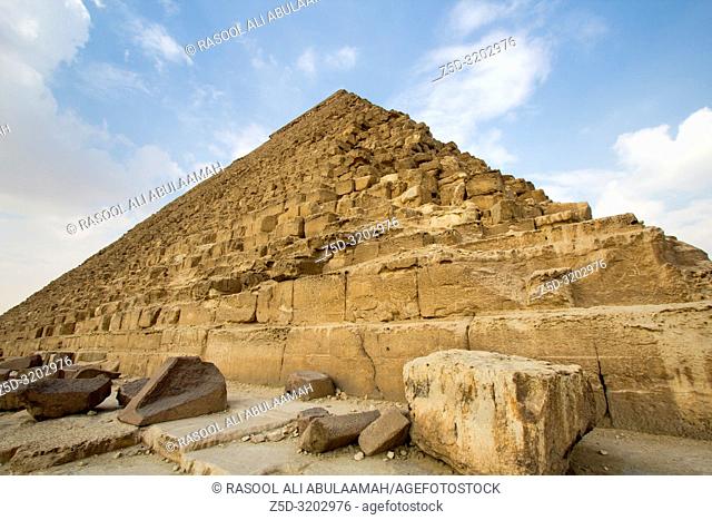 Cairo, Egypt – November 12, 2018: photo for Pyramid of Khufu in the Pyramids of Giza in Cairo city capital of Egypt