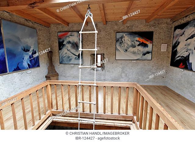 Galery in the tower, Messner mountain museum on the castle Juval above the Schnalstal, South Tyrol, Italy