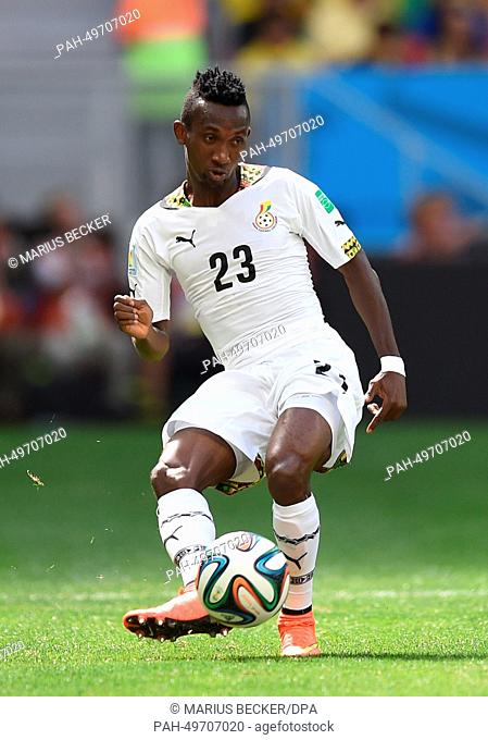 Harrison Afful of Ghana in action during the FIFA World Cup 2014 group G preliminary round match between Portugal and Ghana at the Estadio National Stadium in...