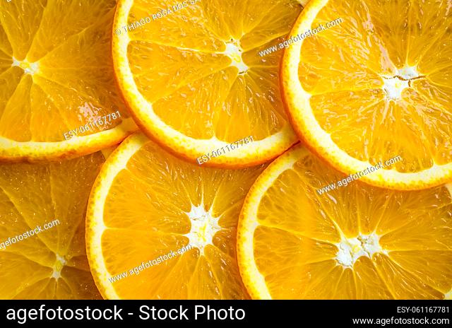 Slices of orange or tangerine isolated on white background