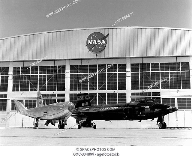 Both the HL-10 and X-15A2, shown here parked beside one another on the NASA ramp in 1966, underwent modifications. The X-15 No