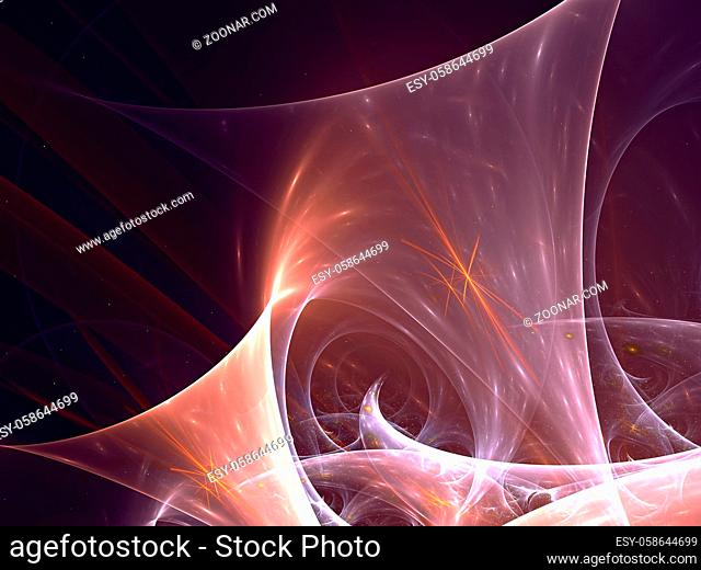 Abstract fractal background with copyspace - computer-generated image. Digital art: chaos curls like petals of futuristic flower or surreal waves