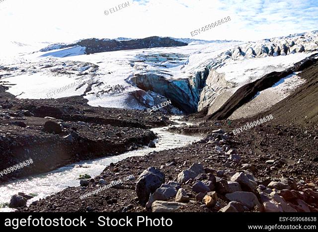 Vatnajokull glacier near Kverfjoll area, Iceland landscape. Kverkfjoll mountain