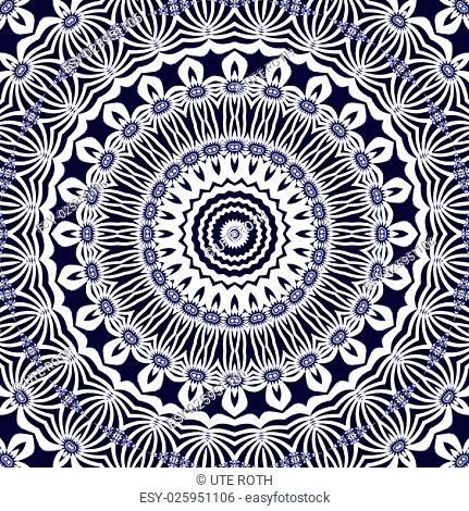 Abstract geometric background, seamless circle pattern white and dark blue, ornate ornament