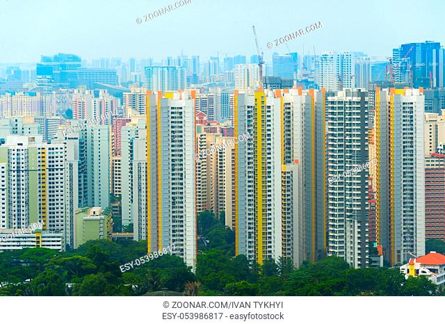 Apartment building in Singapore.Skyline. Aerial view
