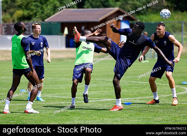 Gent's players pictured in action during a training session of JPL KAA Gent on the third day of their summer stage in Stegersbach, Austria