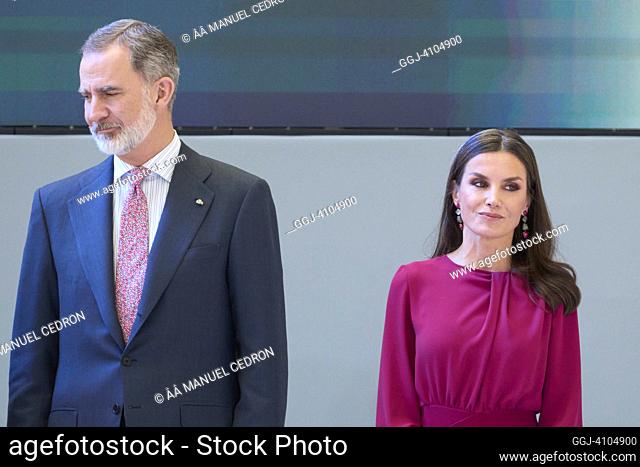 King Felipe VI of Spain, Queen Letizia of Spain attends Delivery of the National Research Awards 2022 and National Youth Research Awards 2022 at Casa del...