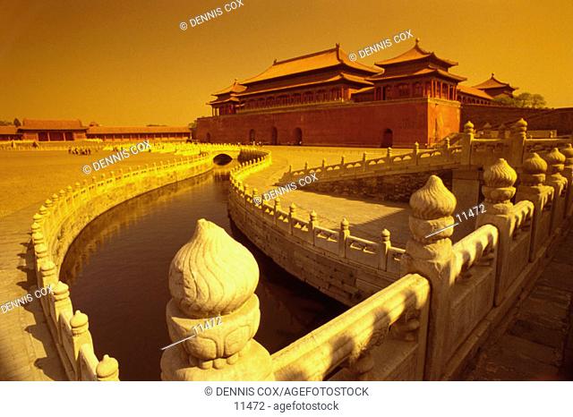 Meridian Gate and Golden River. Forbidden City. Beijing. China
