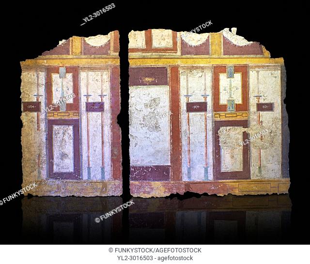 Roman fresco wall decorations of Room E10 0f La Domus, Rome. Museo Nazionale Romano, 130-140AD ( National Roman Museum), Rome, Italy