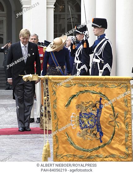 The Hague, 20-09-2016 HM King Willem-Alexander and HM Queen Máxima Depart at Palace Noordeinde in the Glass Coach, ( Golden Coach being renovated ) Prinsjesdag...
