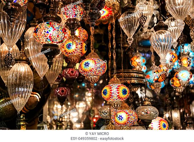 Colorful Turkish Laterns in Grand Bazaar, Istanbul, Turkey
