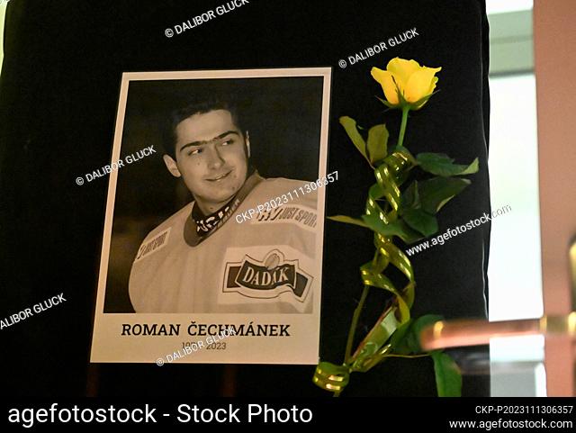 Memorial for Roman Cechmanek in front of the ice rink in Vsetin. Former hockey goalie Roman Cechmanek, Olympic champion from Nagano and three-time world...