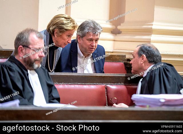 The civil parties, Neufchateau acting mayor Michèle Mons Delle Roche and Walloon parliament member Yves Evrard pictured during a session of the correction court