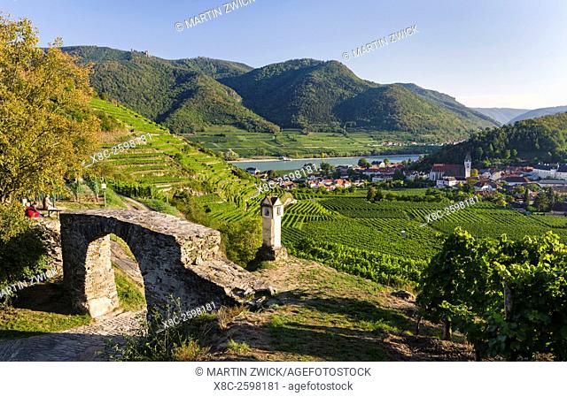 Old town gate Rote Tor in the village Spitz, which is nested in the vineyards of the Wachau. The Wachau is a famous vineyard and listed as Wachau Cultural...