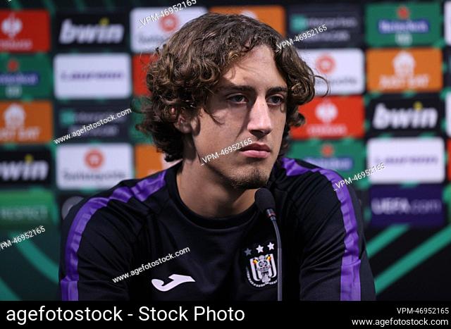 Anderlecht's Fabio Silva pictured during a press conference of Belgian soccer team RSC Anderlecht, Wednesday 12 October 2022 in London, United Kingdom