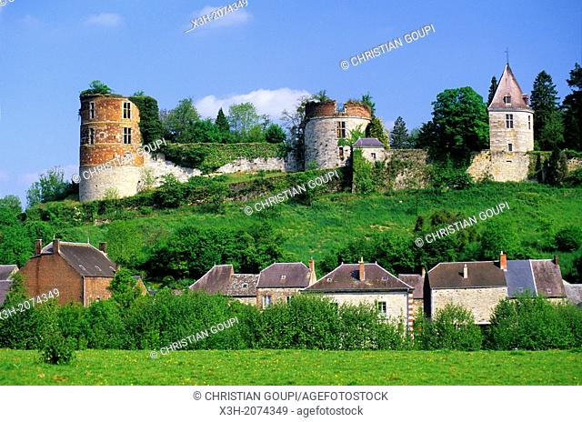 partially ruined Castle of Hierges near Givet, Ardennes departement, Champagne-Ardenne region, Northern France, Europe