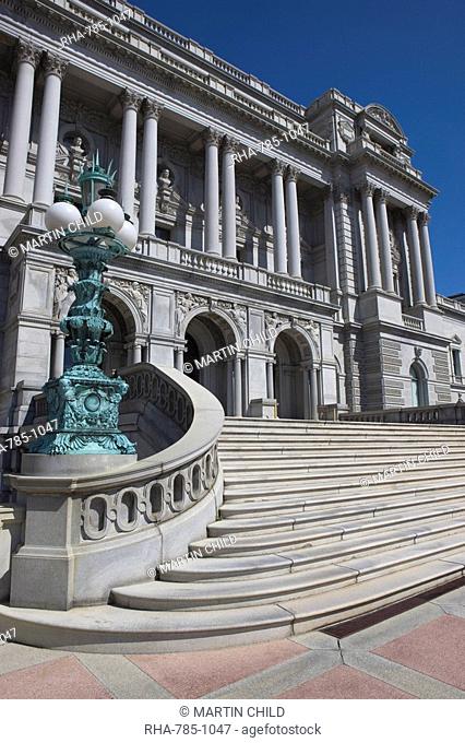 The entrance to the Library of Congress, Washington D.C., United States of America, North America