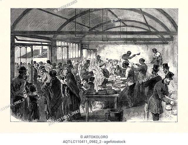 DISTRIBUTING SOUP AT THE STRANGERS' HOME, LIMEHOUSE, 1868