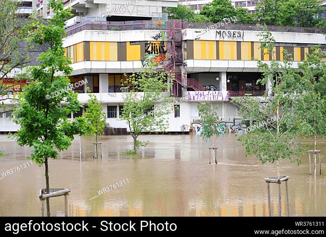 Überschwemmungen in Linden Hannover zwischen Ihmezentrum und Calenberger Neustadt