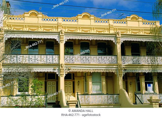 Typical architecture with cast iron lacework. Melbourne, Victoria, Australia