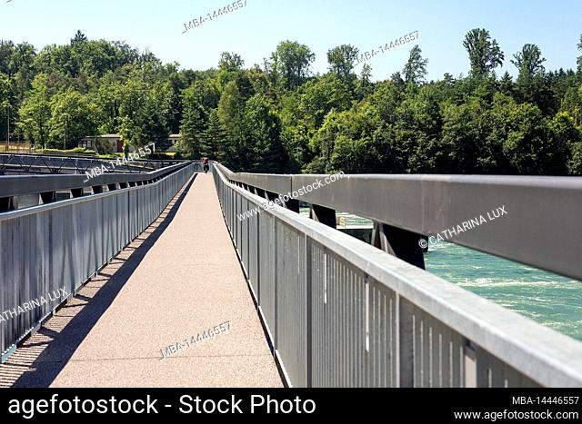 Germany - Switzerland border, Ryburg-Schwörstadt power station, Rhine cycle path, bridge