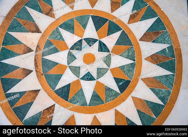 Indian mosaic on the floor (made of stone). Diameter- about 150 cm