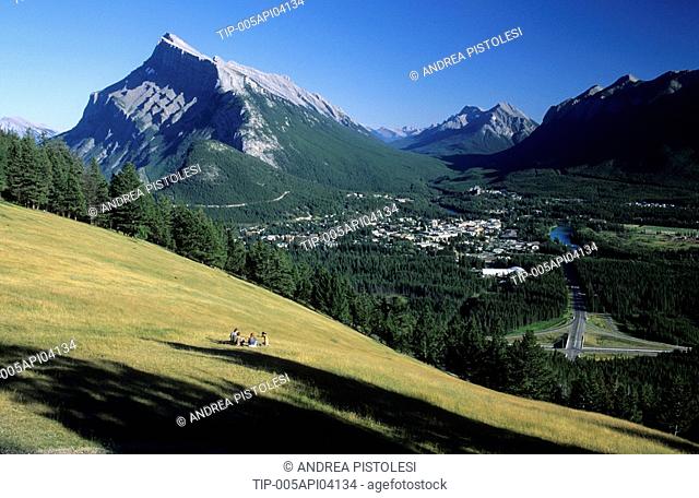 Canada, Rocky Mountains, Alberta, Banff National Park view from Mount Norquay