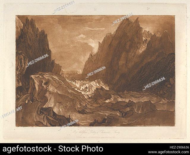 Mêr de Glace, Valley of Chamouni-Savoy (Liber Studiorum, part X, plate 50), May 23, 1812. Creator: JMW Turner