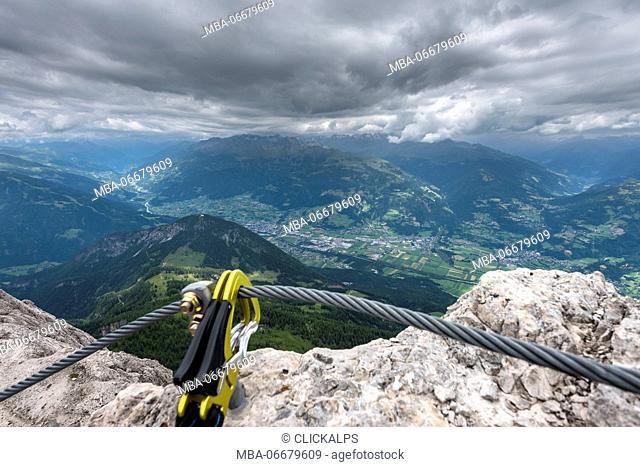Lienz Dolomites, East Tyrol, Austria. View from the via ferrata Panorama to the city of lienz