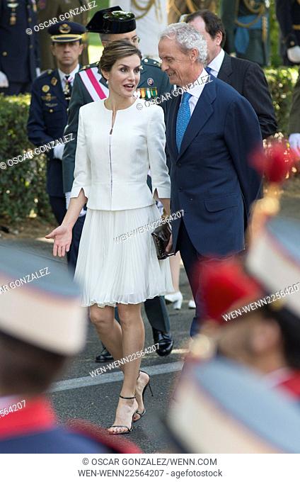 King Felipe VI and Queen Letizia of Spain attend Spanish National Day Military Parade in Madrid Featuring: Letizia of Spain Where: Madrid