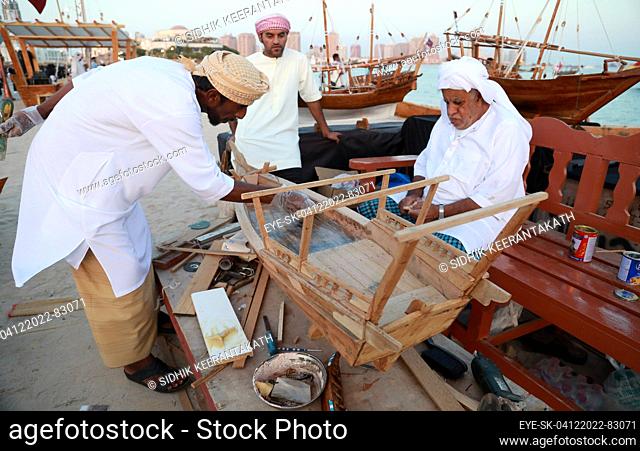 December 4, 2022, Doha, Qatar: Merchants of Arabian community manufacture crafts to sell it in outside market. Arabia is famous for its highly traditional