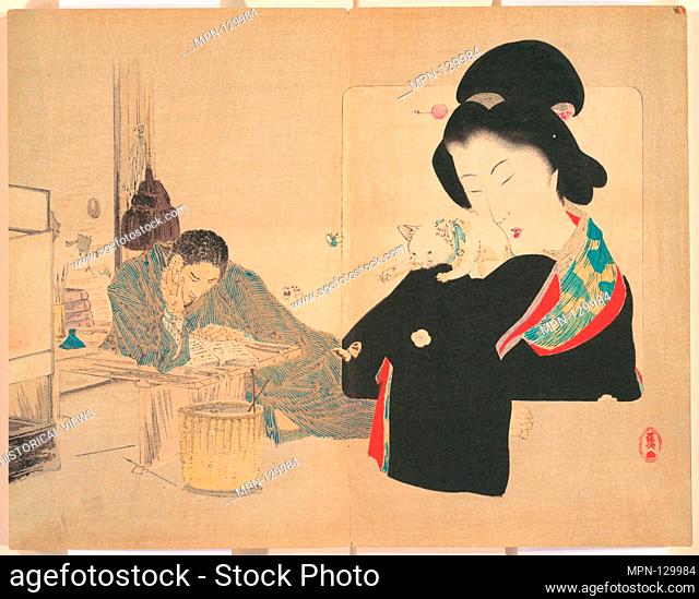On My Own, (ware kara), illustration from Bugei Kurabu (Literary Club). Artist: Mishima Shoso (Japanese, 1856-1928); Period: Meiji period (1868-1912); Culture:...