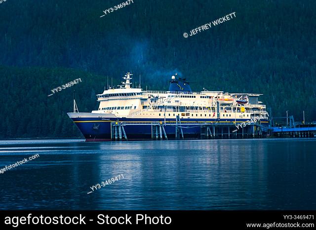 The M/V Kennicott docked at the Sitka Terminal. Sitka, Alaska, USA. The Alaska Marine Highway System operates along the south-central coast of the state