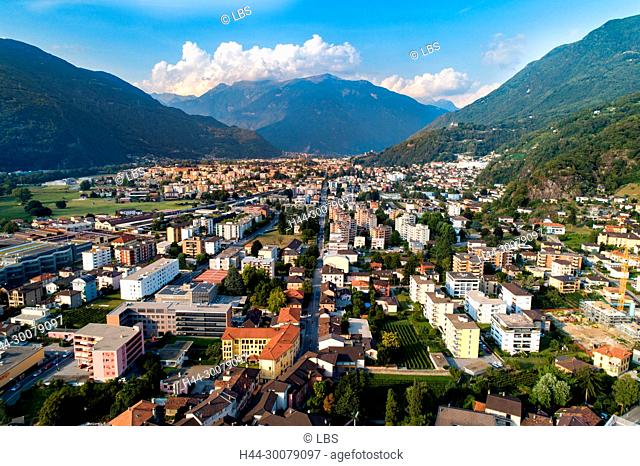 Aerial view Bellinzona - Giubiasco