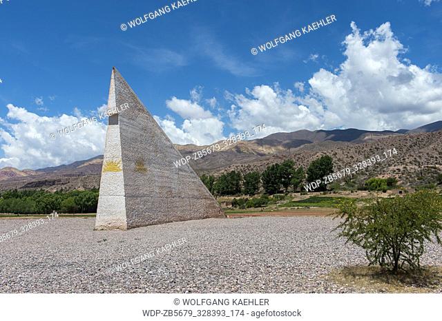 A sundial marks the latitude of the Tropic of Capricorn in the valley of Quebrada de Humahuaca, Andes Mountains, Jujuy Province, Argentina