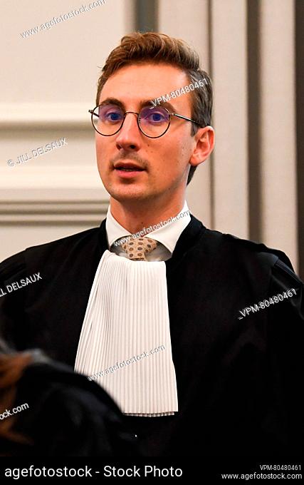 Lawyer Christophe Daerden pictured during the jury constitution session at the assizes trial of thirteen men, before the Assizes Court of Limburg Province