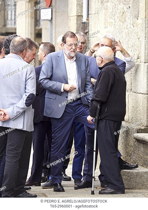 The president of the government of Spain, Mariano Rajoy, travel the streets of Chantada, Lugo, during a political event in Galicia, Spain