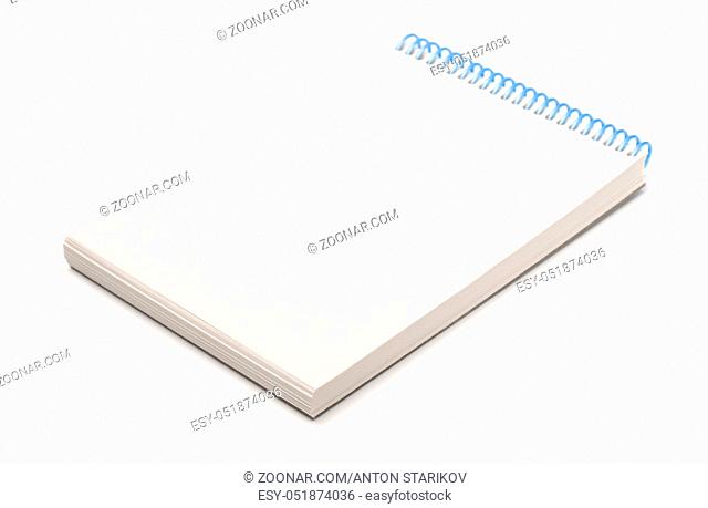Blank open notebook isolated on white