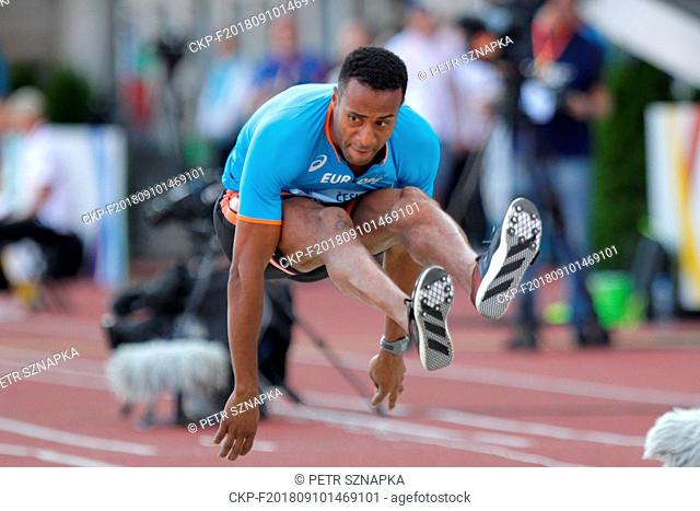 Triple jumper Nelson Evora (Team Europe; Portugal) competes during the IAAF Continental Cup Ostrava 2018, in Ostrava, Czech Republic, on Sunday, September 9